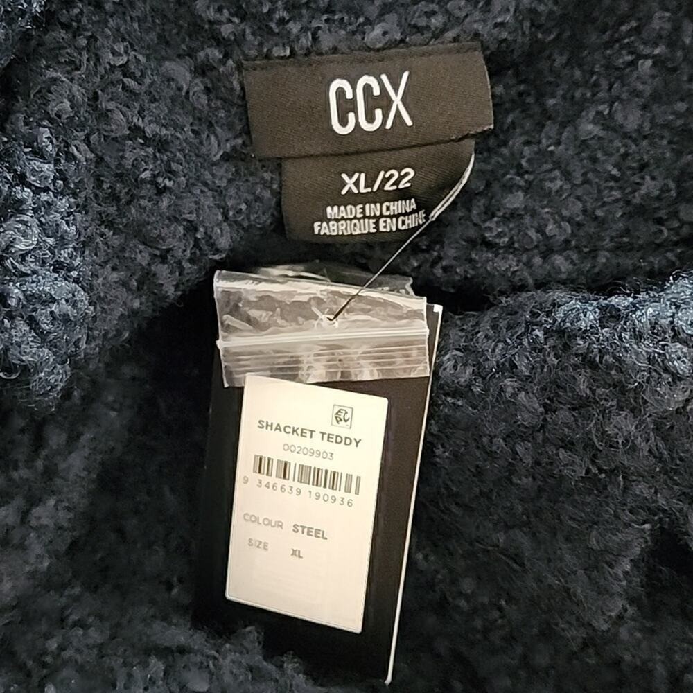 City Chic CCX Teddy Shacke oversized steel blue sherpa style plus size XL 22 NEW - Picture 9 of 9
